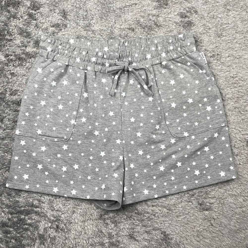 RAE DUNN Gray White Stars Pull On Lounge Shorts